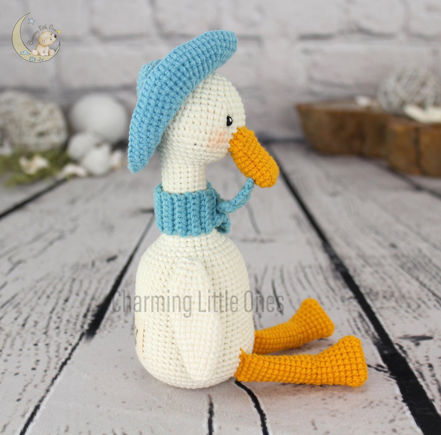 Pato de ganchillo, pato de decoración de guardería, regalo hecho a mano, pato de peluche, pato de peluche, animales de peluche personalizados, regalos de primer cumpleaños, recuerdo,