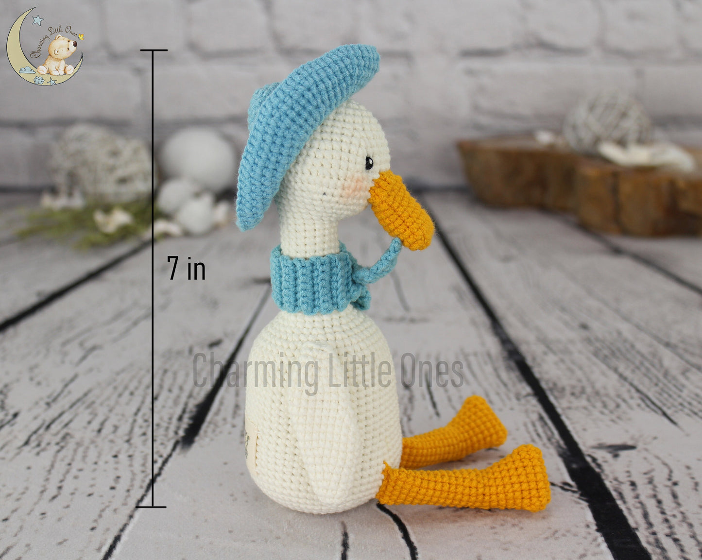 Pato de ganchillo, pato de decoración de guardería, regalo hecho a mano, pato de peluche, pato de peluche, animales de peluche personalizados, regalos de primer cumpleaños, recuerdo,