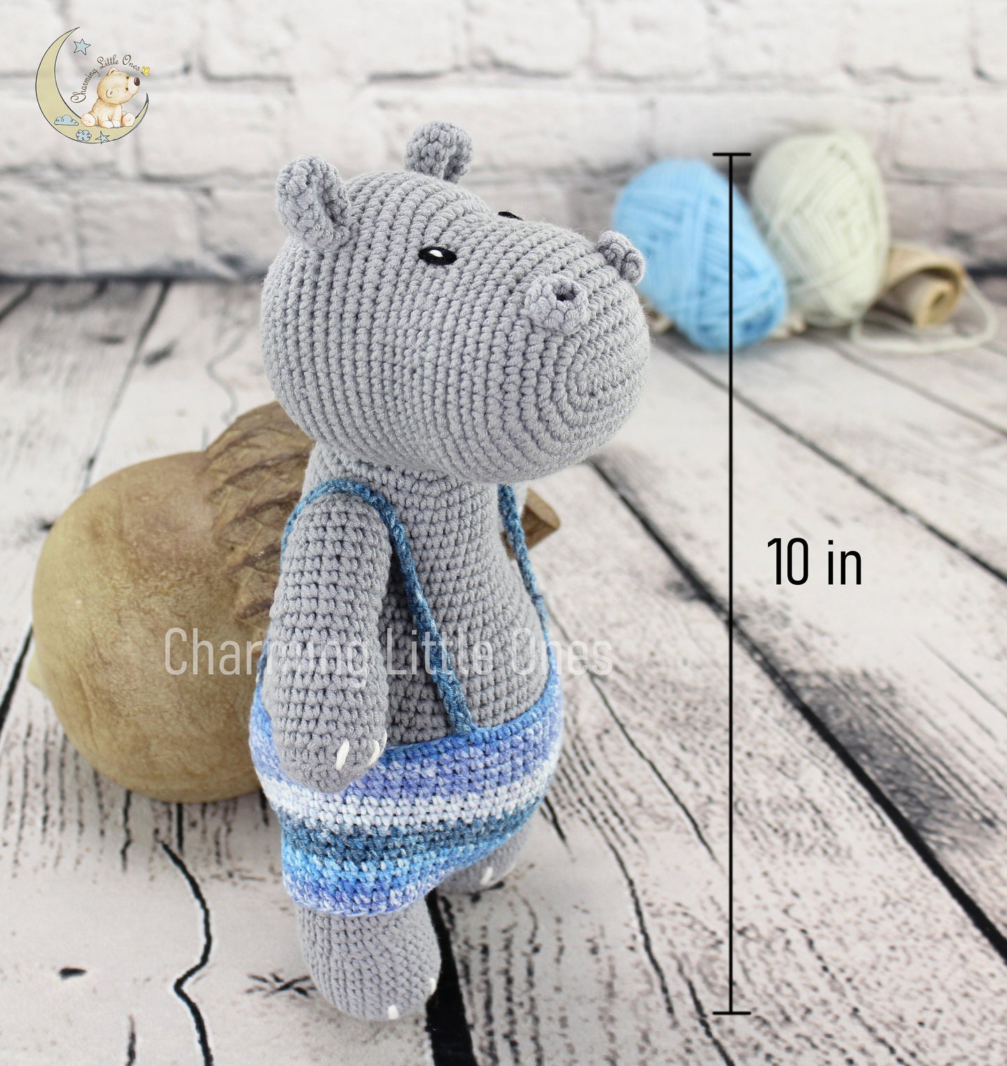 Hipopótamo hecho a mano, hipopótamo de crochet, juguetes amigurumi, regalo de animal de peluche, regalo de baby shower, regalo para recién nacido, anuncio de nacimiento, regalo de primer cumpleaños