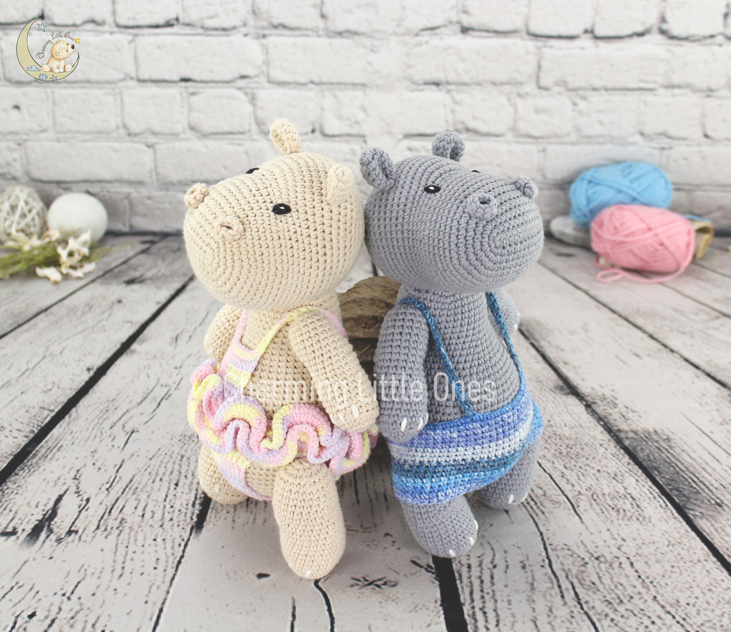 Hipopótamo hecho a mano, hipopótamo de crochet, juguetes amigurumi, regalo de animal de peluche, regalo de baby shower, regalo para recién nacido, anuncio de nacimiento, regalo de primer cumpleaños