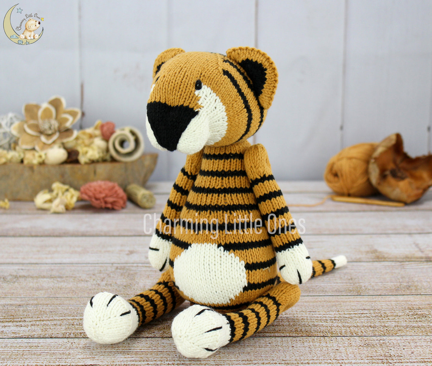 Knitted Tiger - Handmade 14"