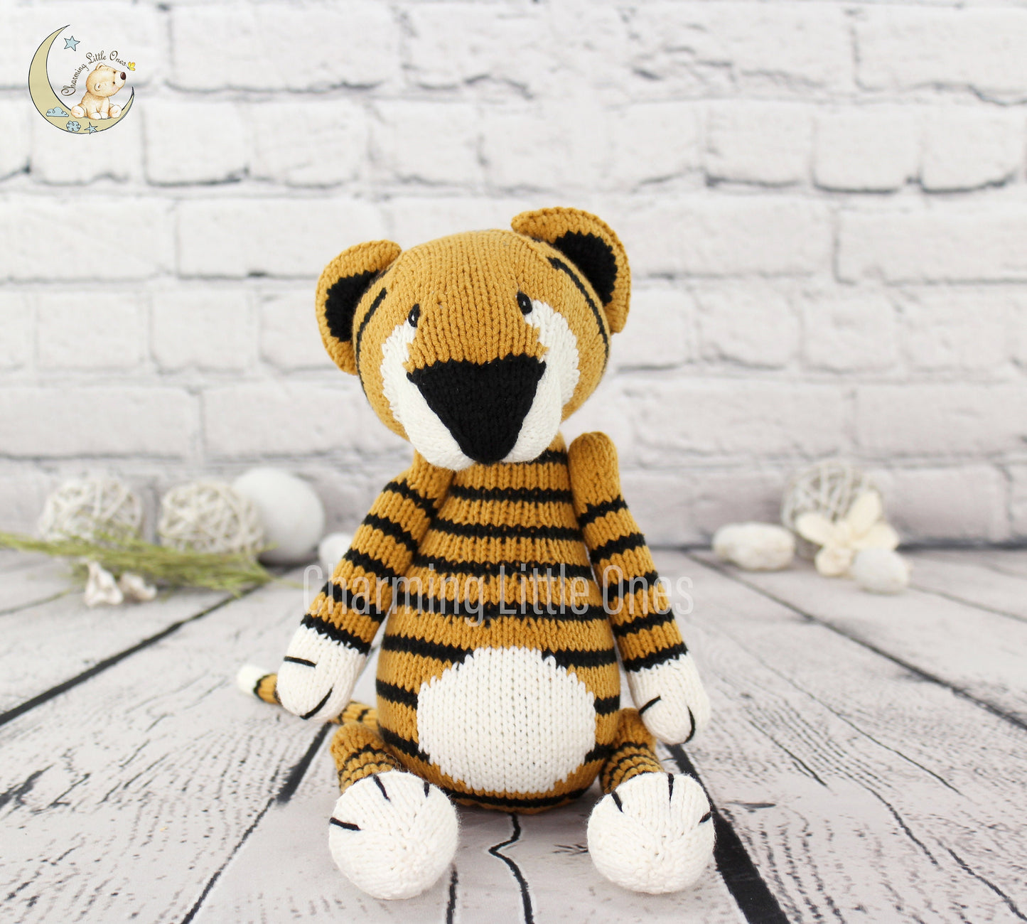 Knitted Tiger - Handmade 14"