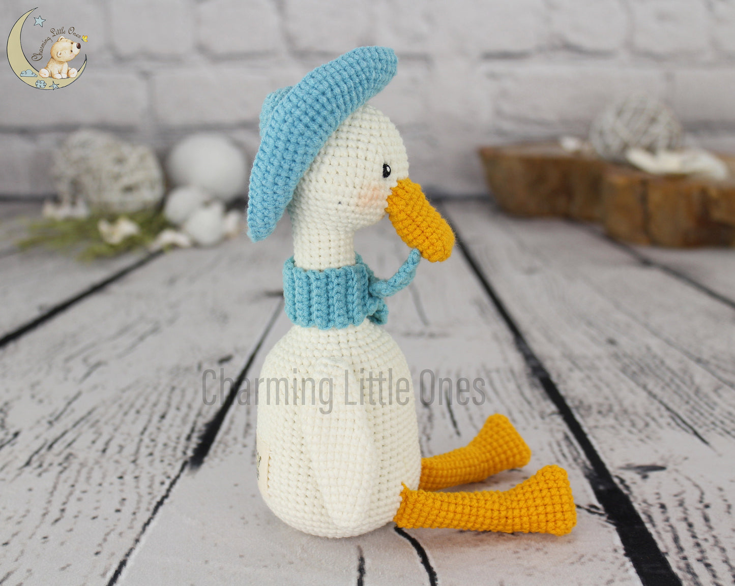 Pato de ganchillo, pato de decoración de guardería, regalo hecho a mano, pato de peluche, pato de peluche, animales de peluche personalizados, regalos de primer cumpleaños, recuerdo,
