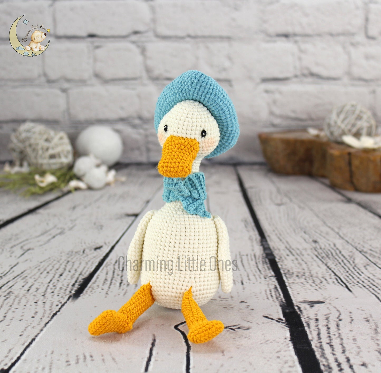 Pato de ganchillo, pato de decoración de guardería, regalo hecho a mano, pato de peluche, pato de peluche, animales de peluche personalizados, regalos de primer cumpleaños, recuerdo,