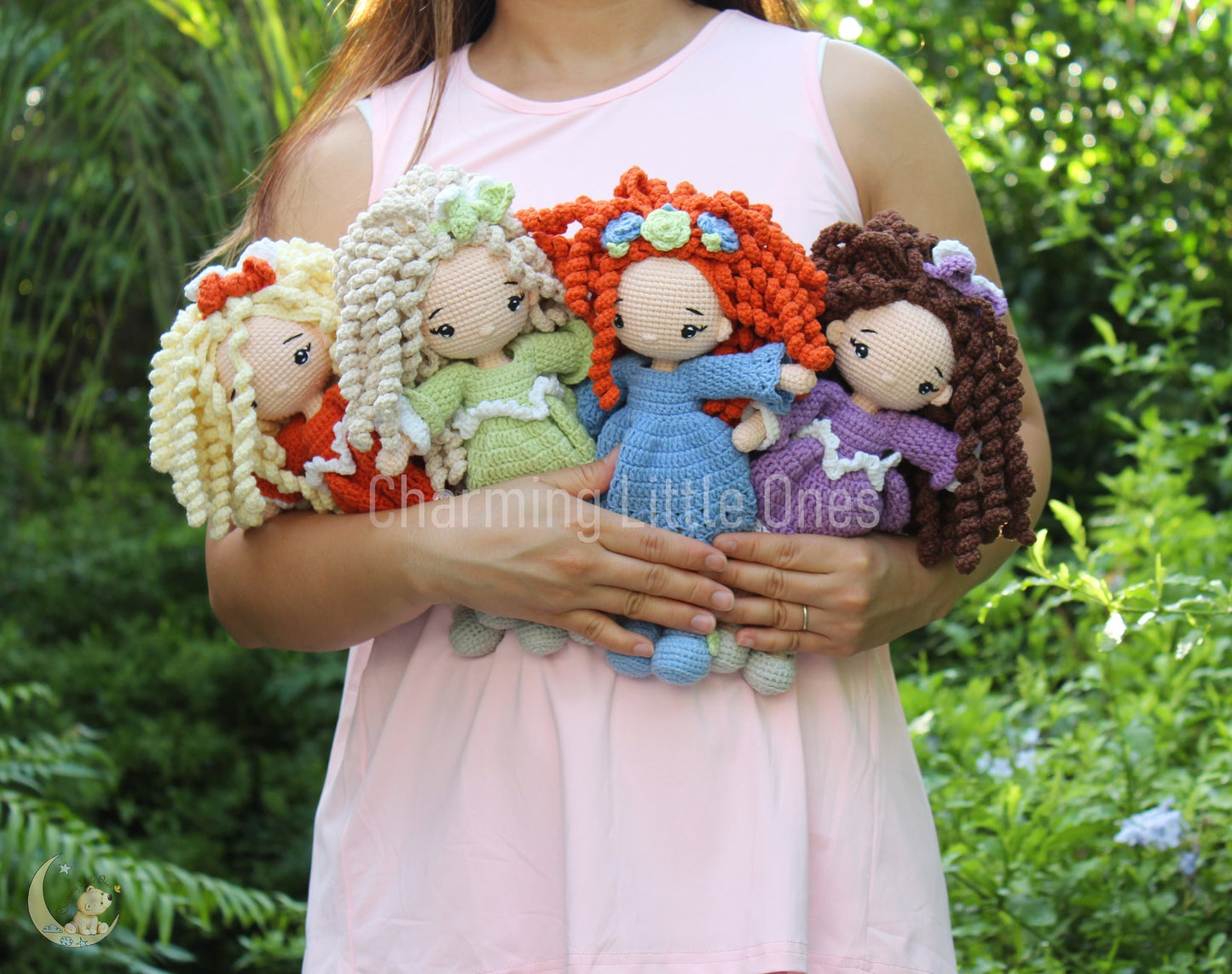 Handmade crochet doll with colorful yarn hair and a charming outfit, perfect for playtime.