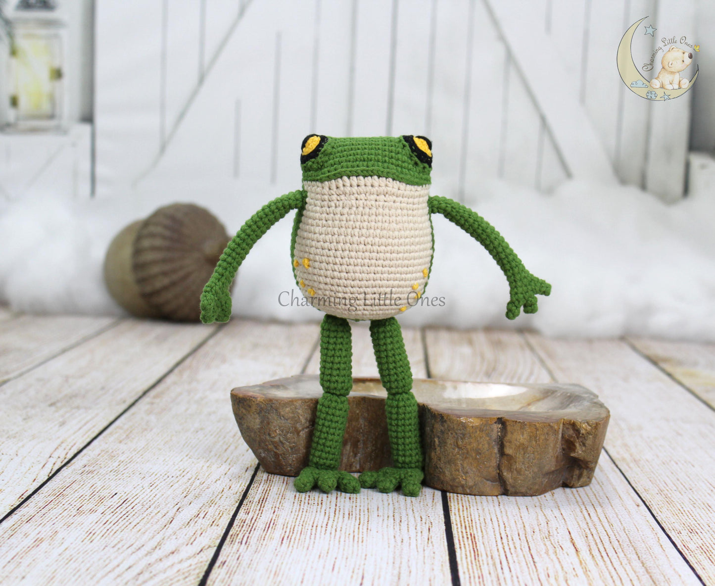 Rana de crochet hecha a mano hecha a pedido, rana verde de peluche, rana de peluche, regalos de cumpleaños, rana decorativa para guardería, regalo de cumpleaños para niños