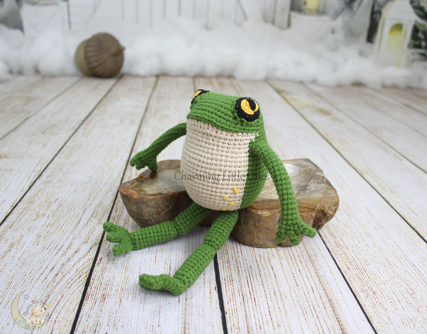Rana de crochet hecha a mano hecha a pedido, rana verde de peluche, rana de peluche, regalos de cumpleaños, rana decorativa para guardería, regalo de cumpleaños para niños