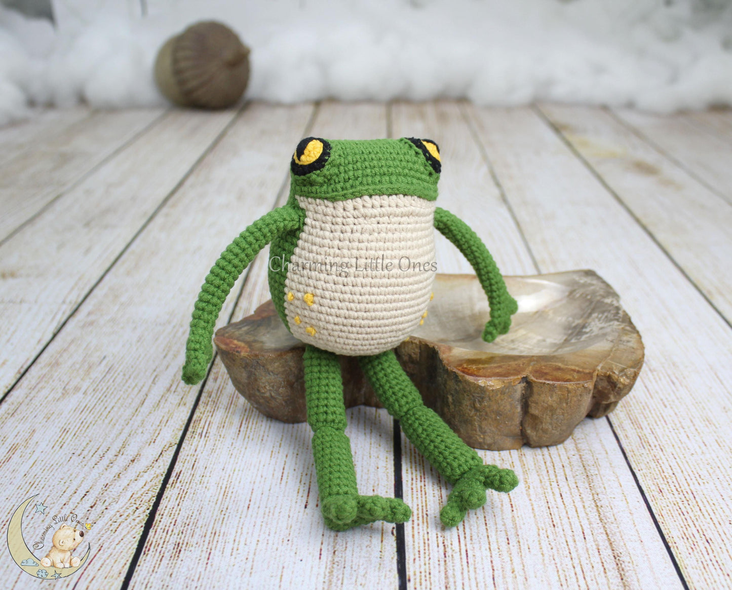 Rana de crochet hecha a mano hecha a pedido, rana verde de peluche, rana de peluche, regalos de cumpleaños, rana decorativa para guardería, regalo de cumpleaños para niños