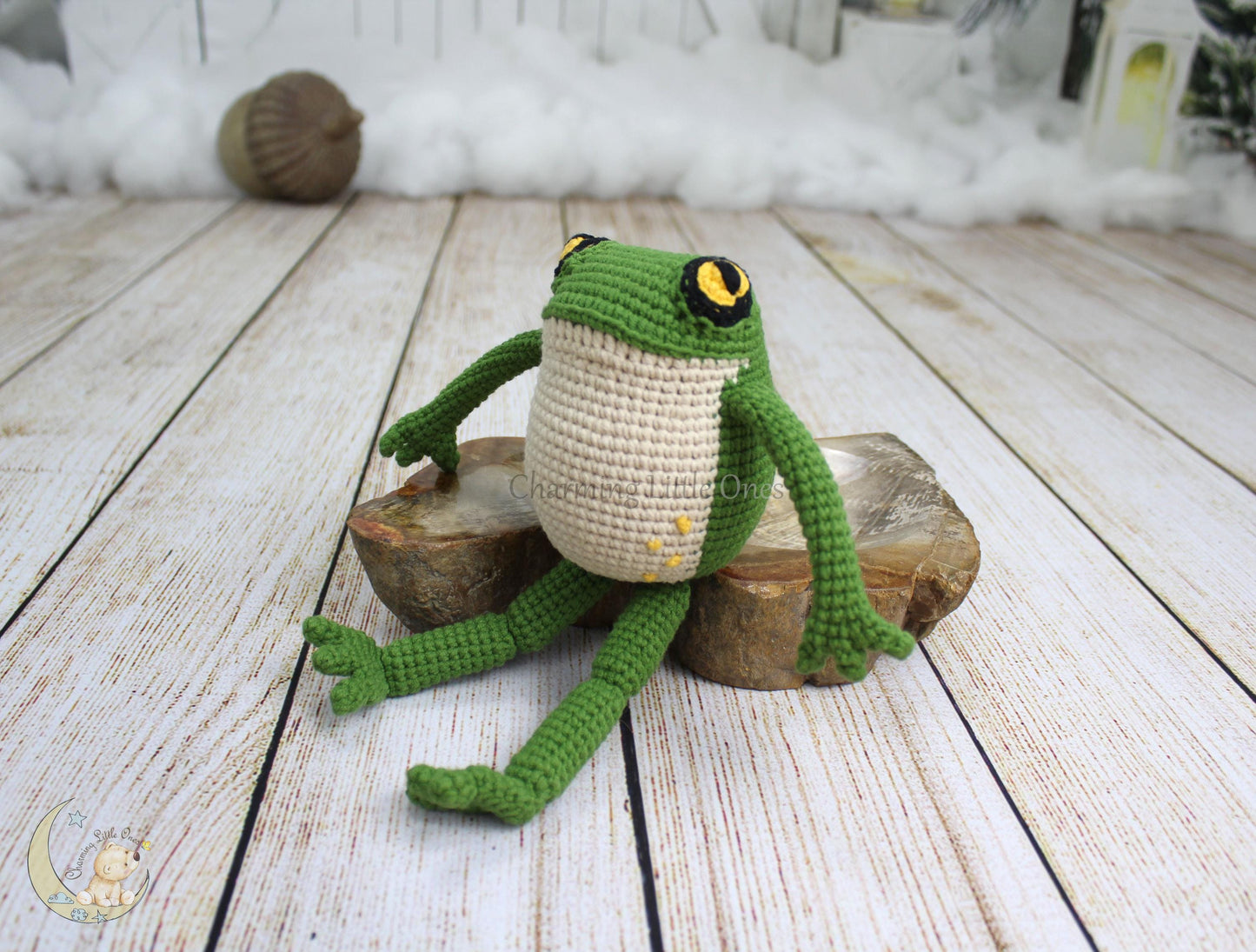 Rana de crochet hecha a mano hecha a pedido, rana verde de peluche, rana de peluche, regalos de cumpleaños, rana decorativa para guardería, regalo de cumpleaños para niños