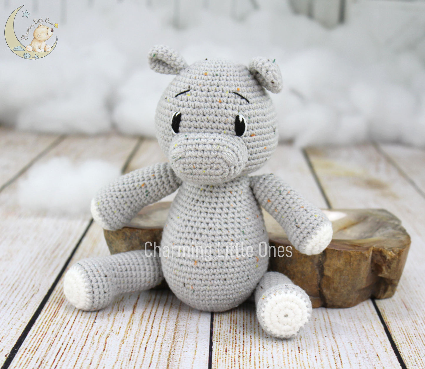 Crochet Hippo - Handmade 6" & 10"