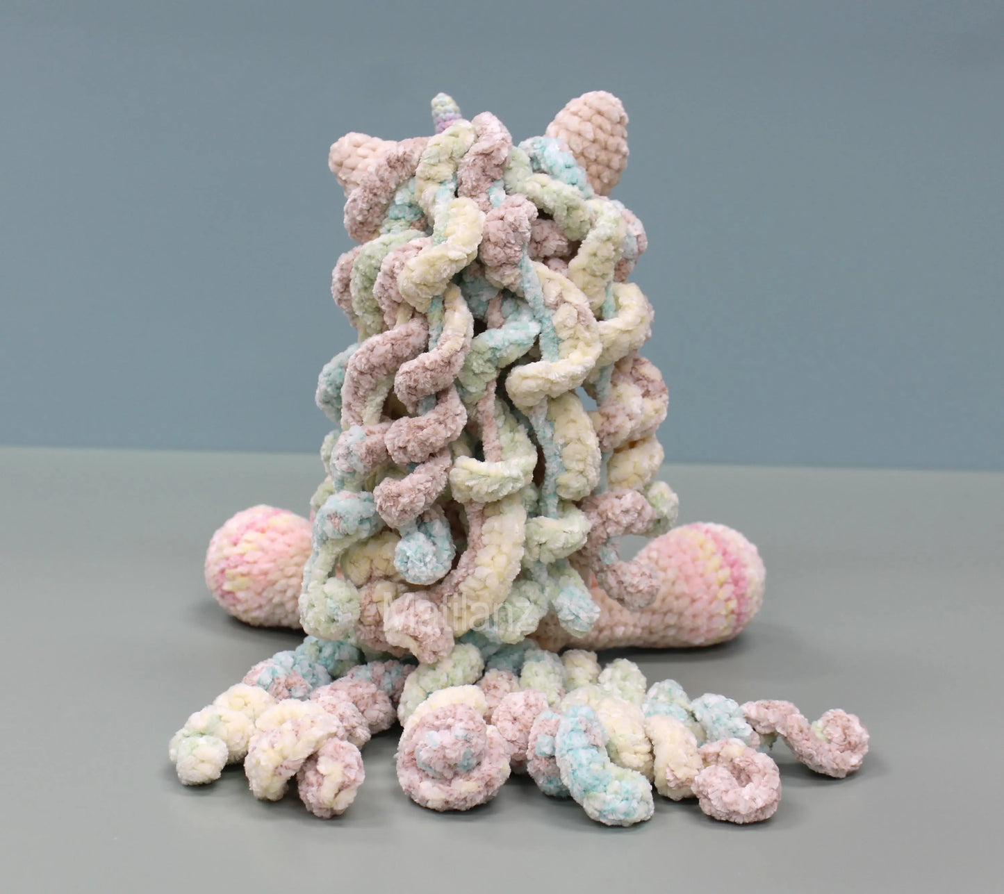 Large Unicorn Crochet Plush – Tan & Rainbow | Unique Gifts, Soft Toy, Handmade
