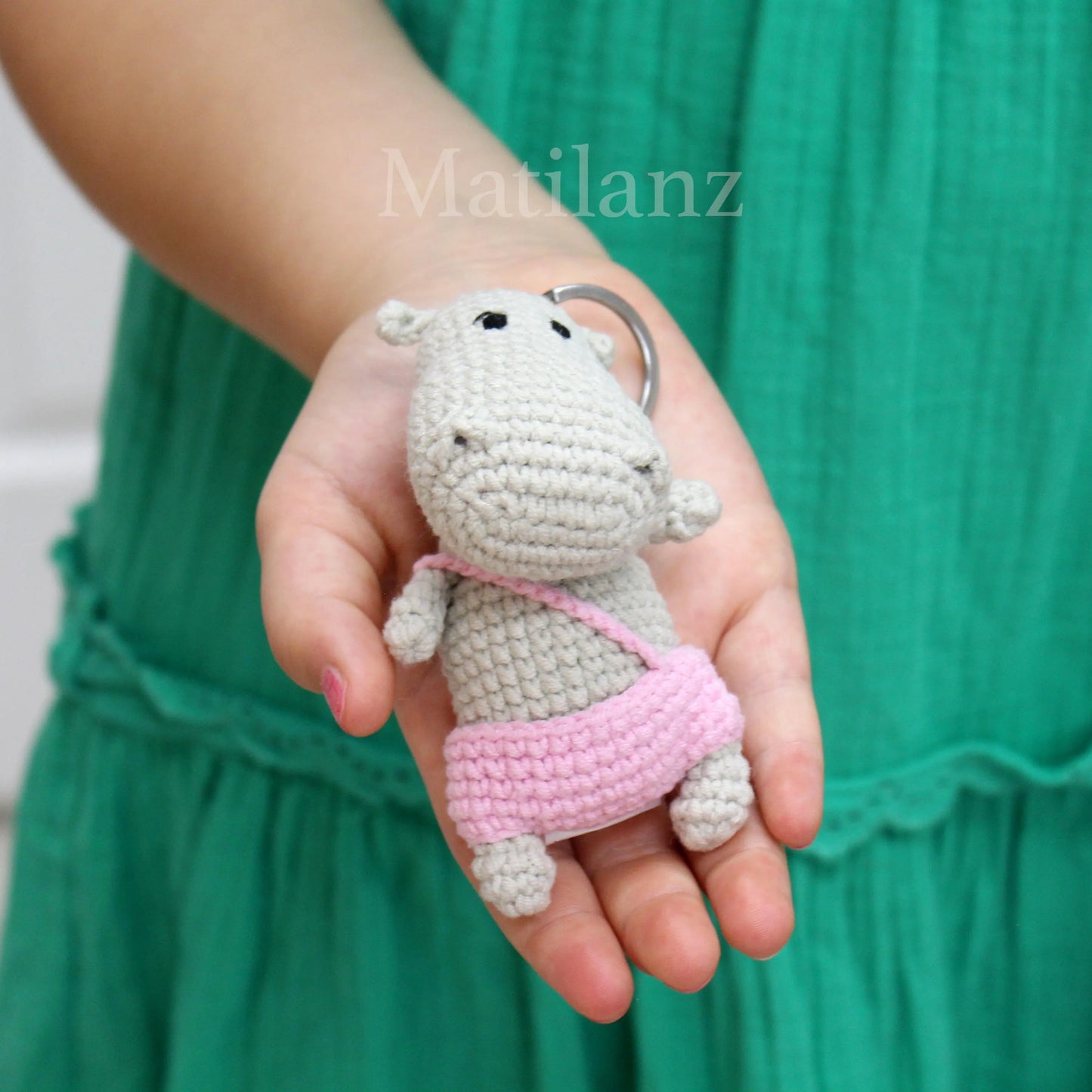 Hippo Crochet Keychain
