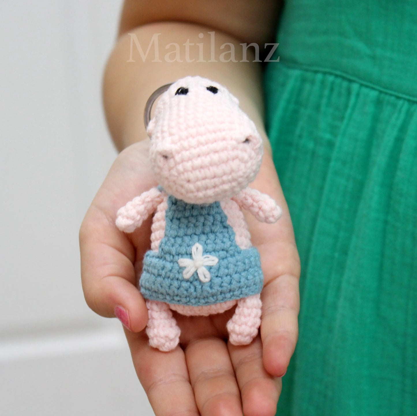 Hippo Crochet Keychain