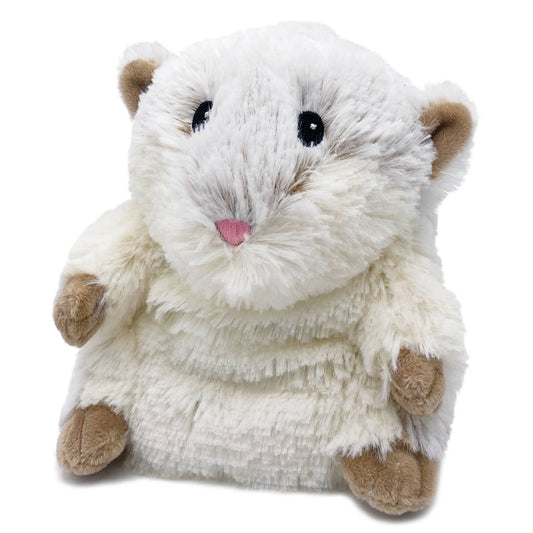 Plush cream and brown hamster stuffed animal with pink nose and soft texture