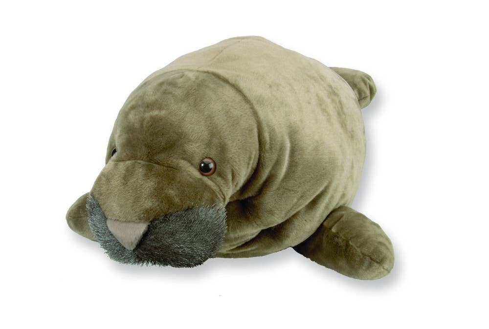 Large plush manatee with realistic detailing and soft texture