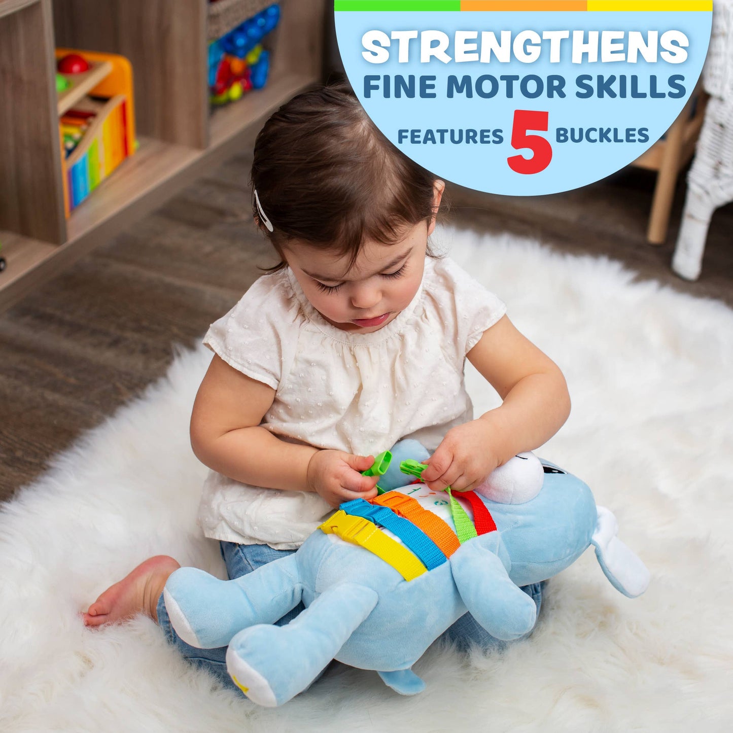 Plush Dog Toy with Buckles and Shapes – Barkley | Unique Gifts for Kids