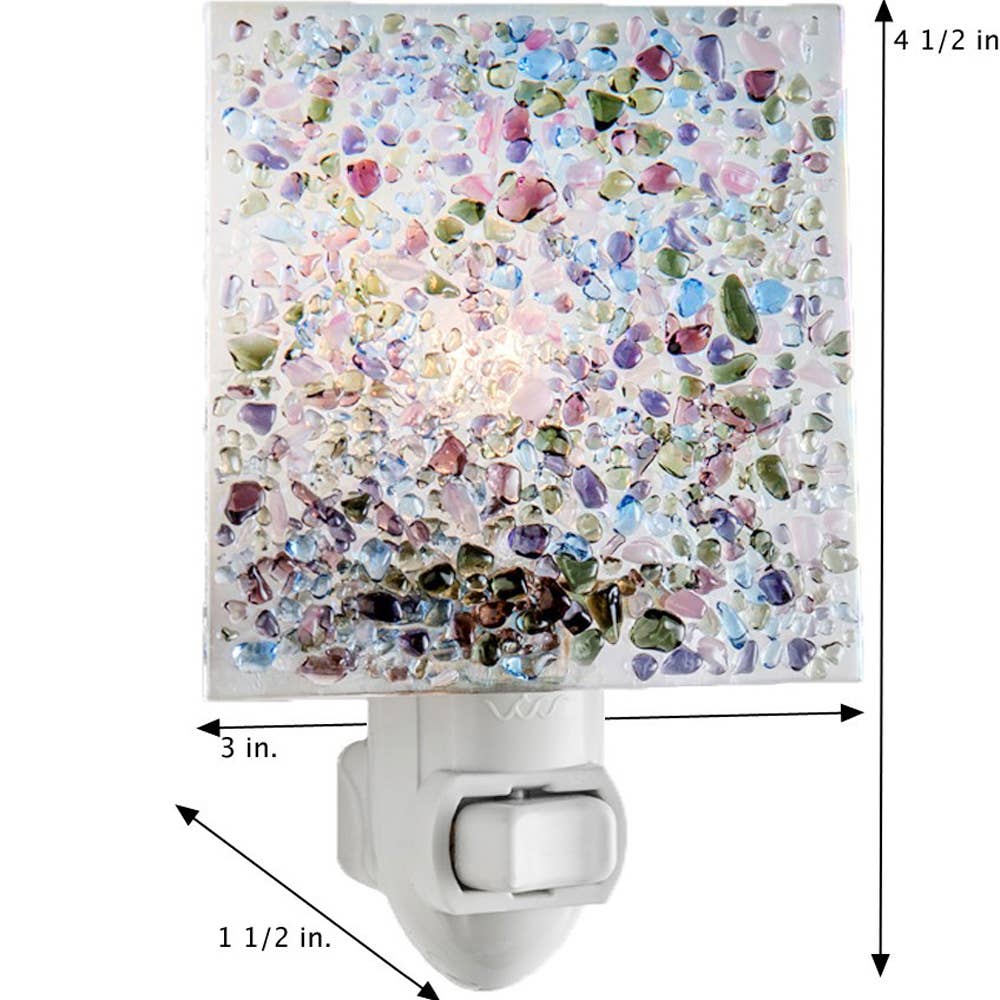 Fused Glass Night Light with Multicolor Chips – Iridescent Panel | Unique Gifts, Birthday Gifts for Her