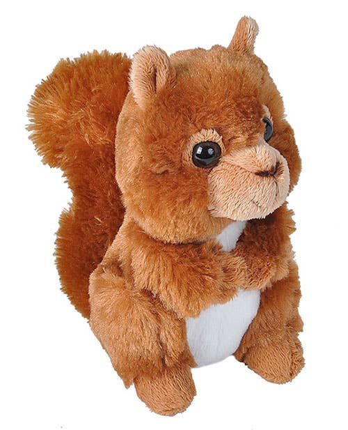 Mini red squirrel plush toy with realistic features and fluffy tail