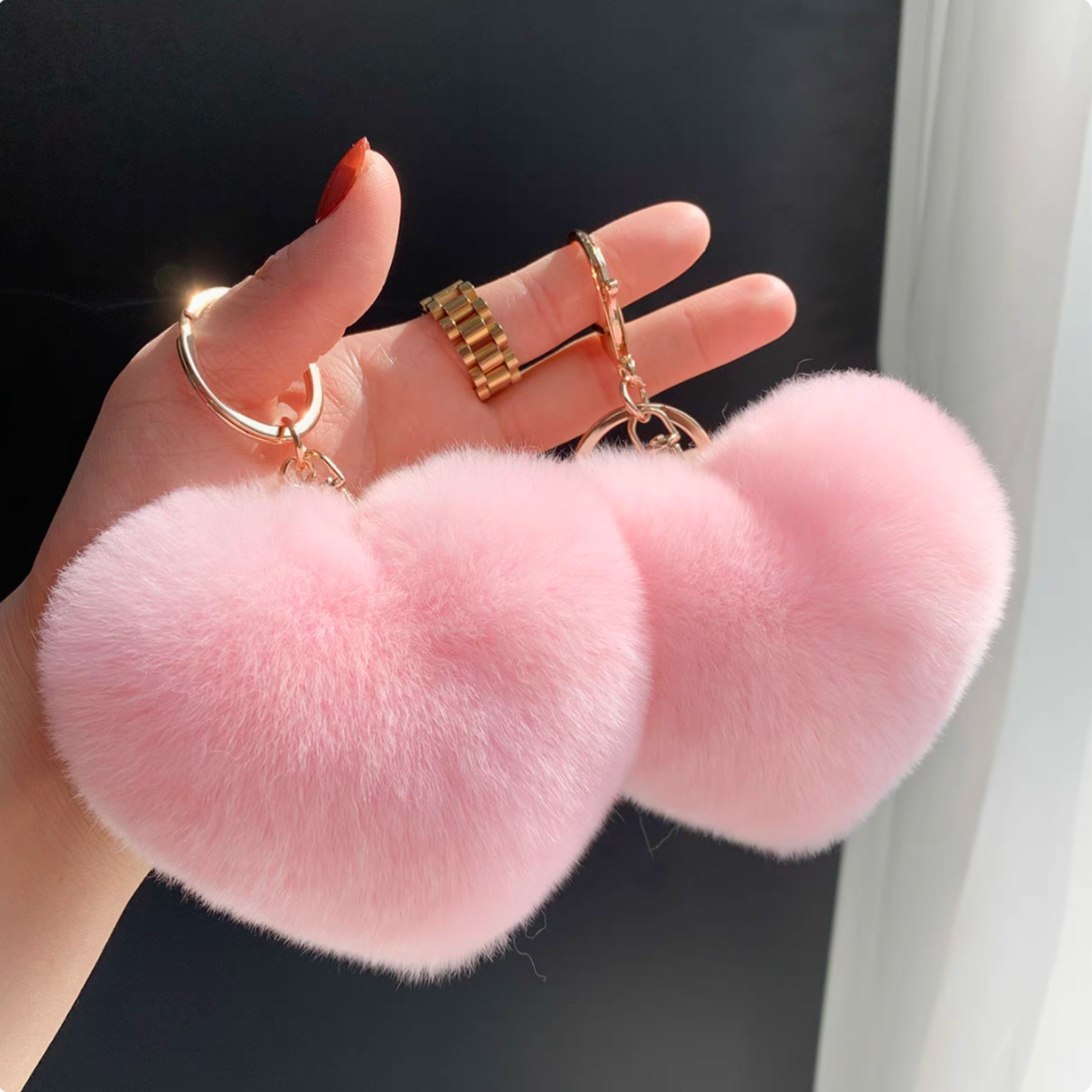 Heart-Shaped Faux Fur Keychain – Soft Plush Accessory | Gifts for Her, Unique Gift Idea