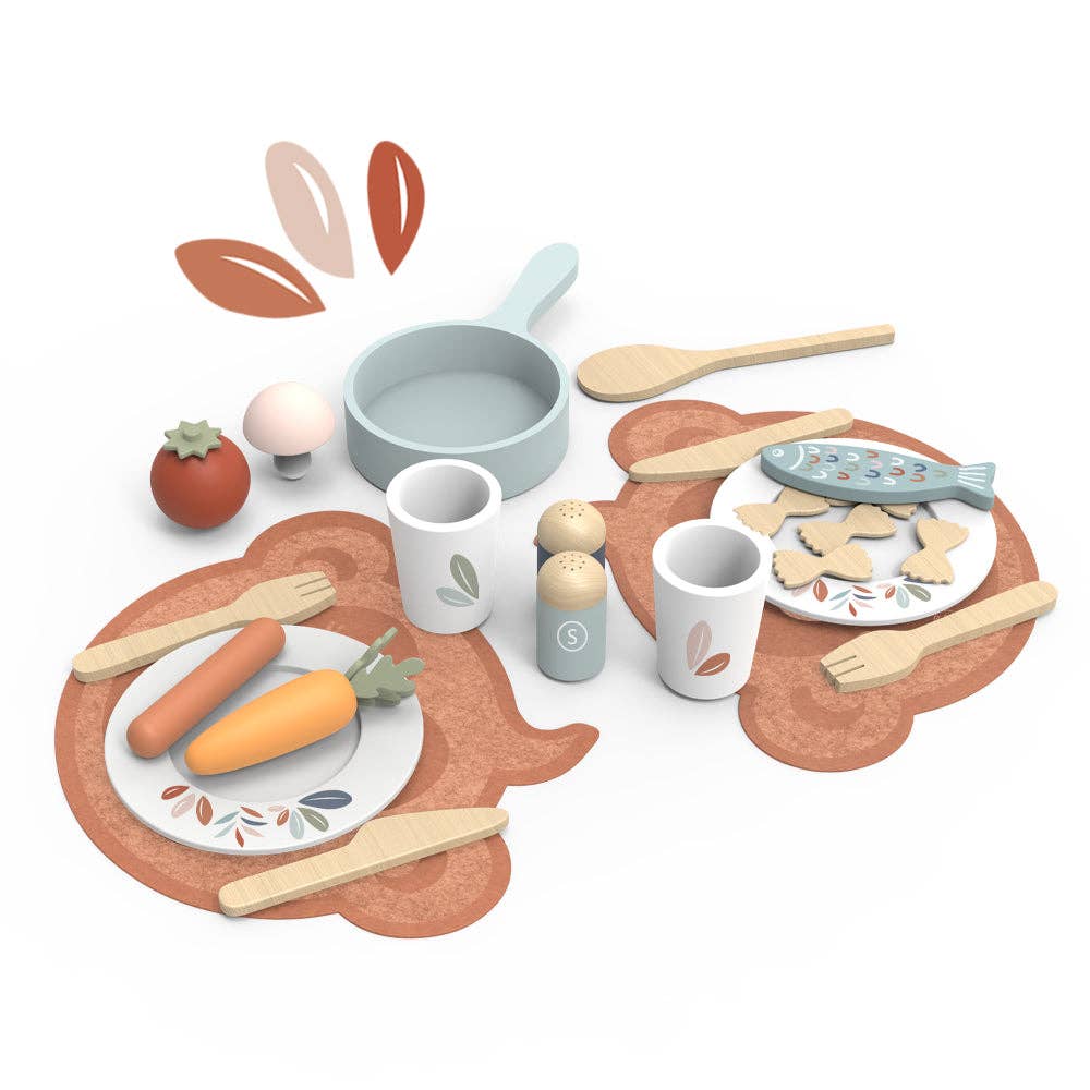 Wooden Dining Set – Pretend Play Mealtime for Two
