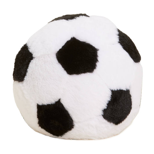 Plush soccer ball with soft black and white panels
