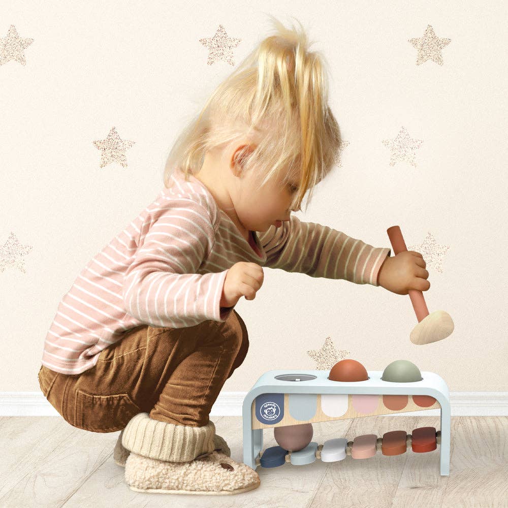 2-in-1 Xylo Bench – Wooden Hammer & Music Toy