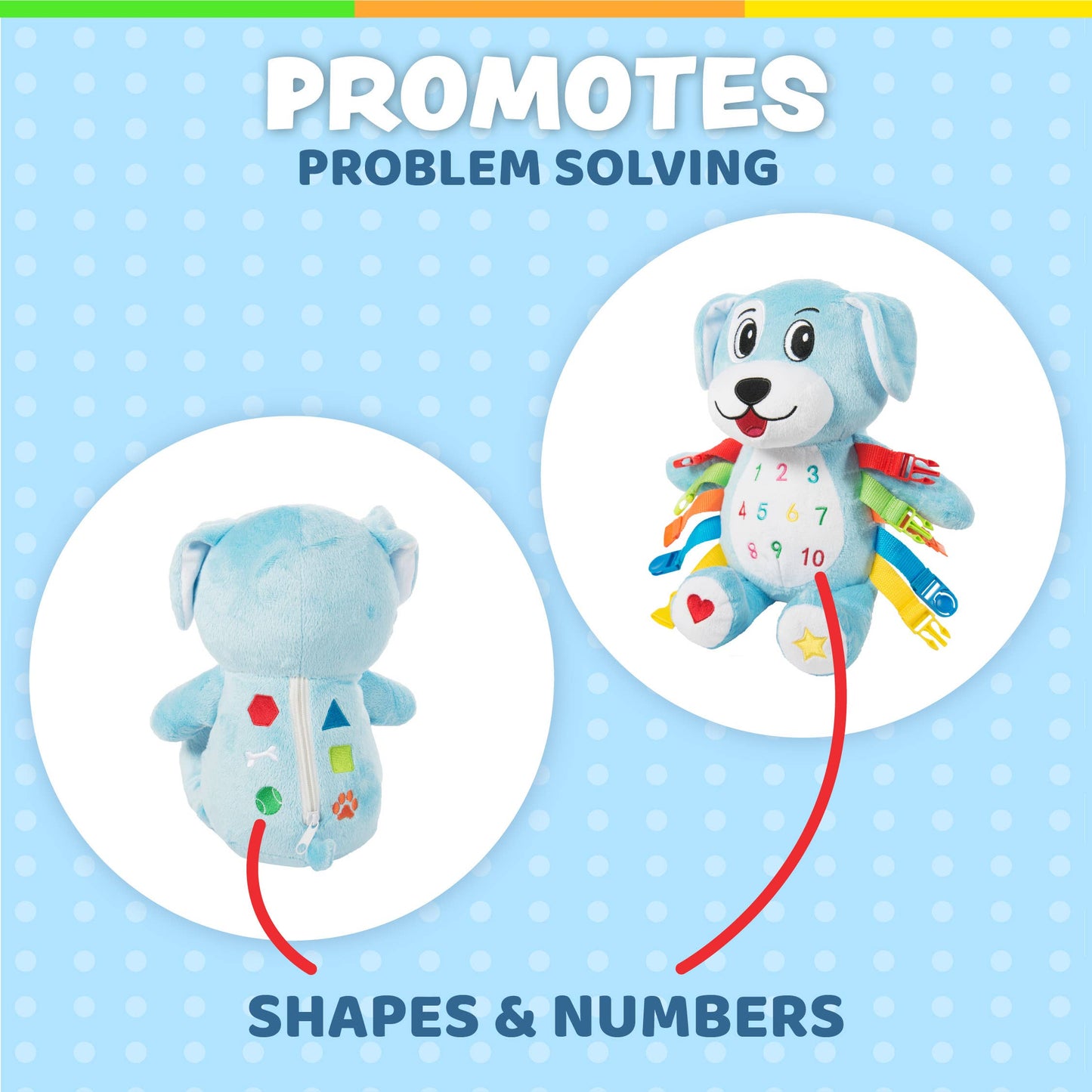 Plush Dog Toy with Buckles and Shapes – Barkley | Unique Gifts for Kids
