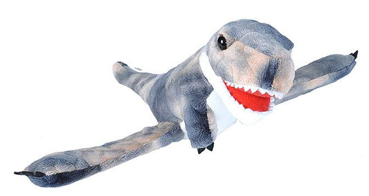 Soft plush T-Rex with outstretched arms and vibrant red mouth