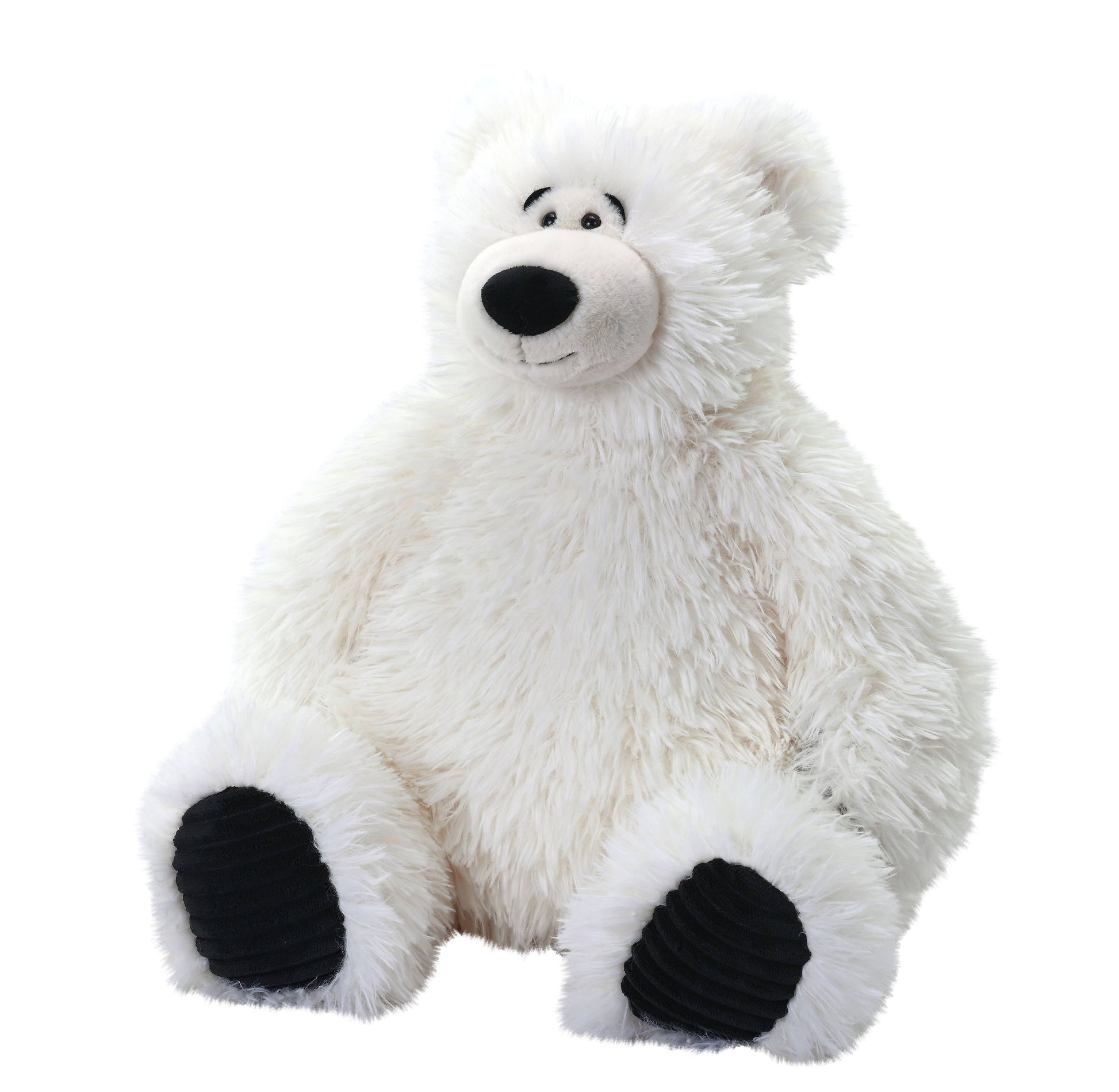 White plush polar bear stuffed animal with soft fur and black paws