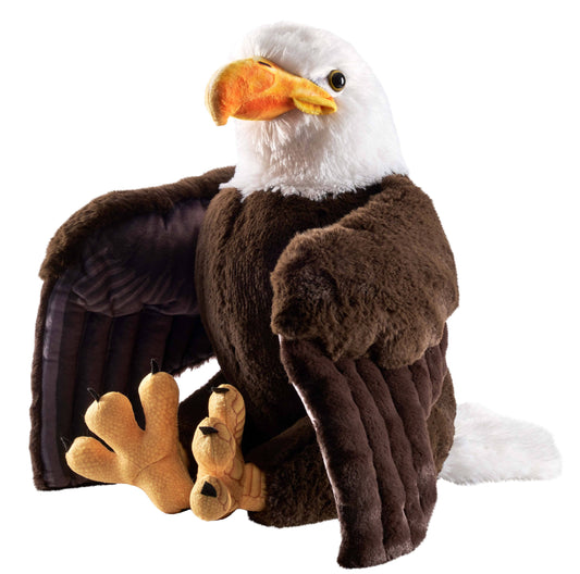 Realistic plush bald eagle with soft brown and white fur and detailed wings