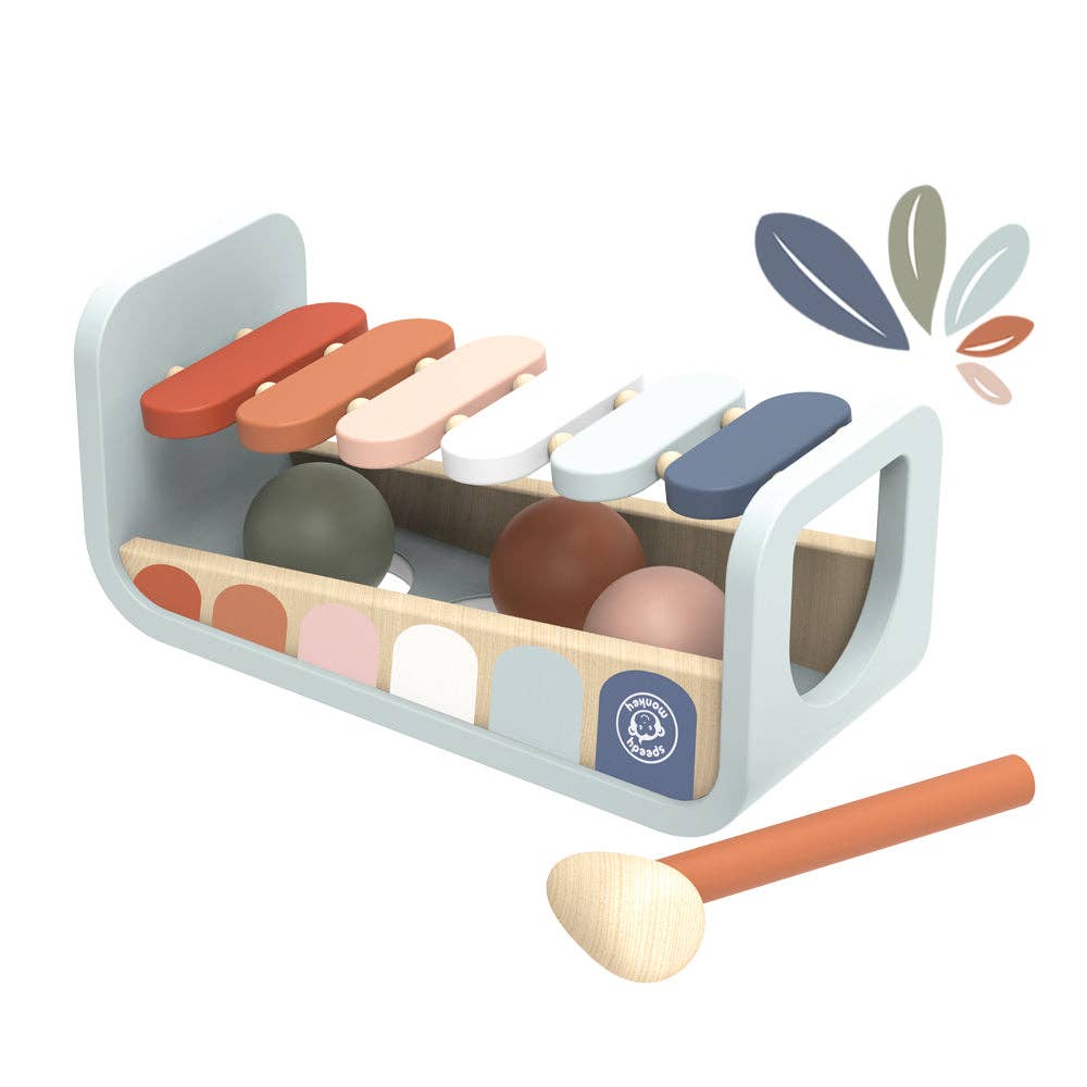 2-in-1 Xylo Bench – Wooden Hammer & Music Toy