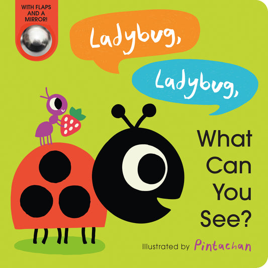 Colorful board book cover with a ladybug and insect holding a strawberry