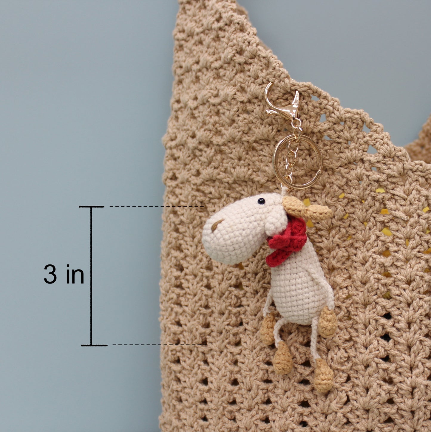 Crochet Moose Keychain - Handmade Plush