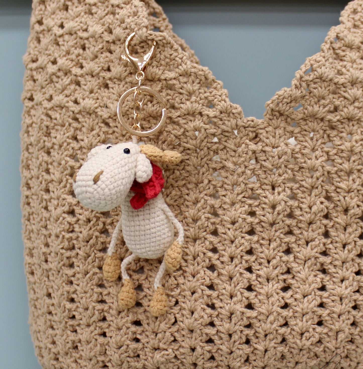 Crochet Moose Keychain - Handmade Plush