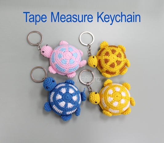 Turtle Keychain with Retractable Dual Sided Measure Tape