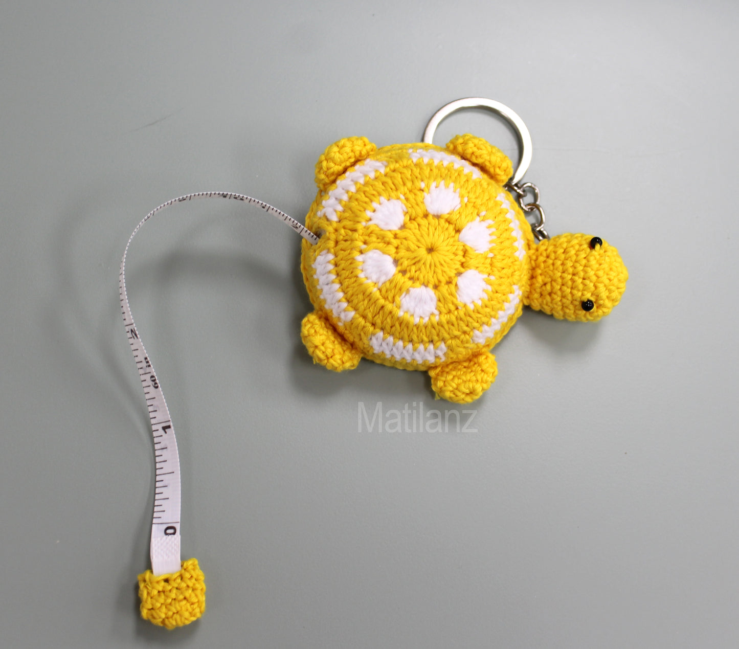 Turtle Keychain with Retractable Dual Sided Measure Tape