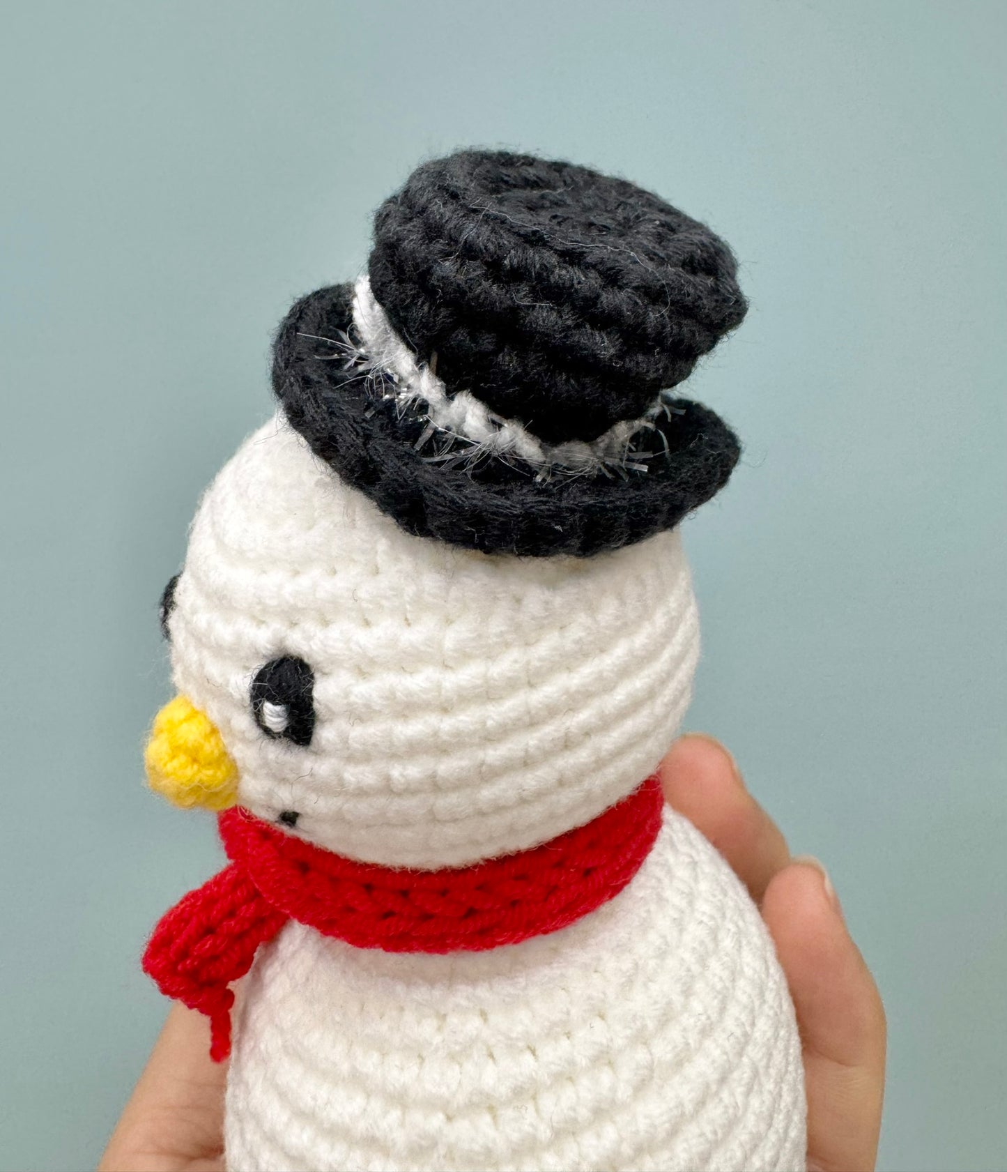 Crochet Christmas Snowman with Top Hat and Scarf