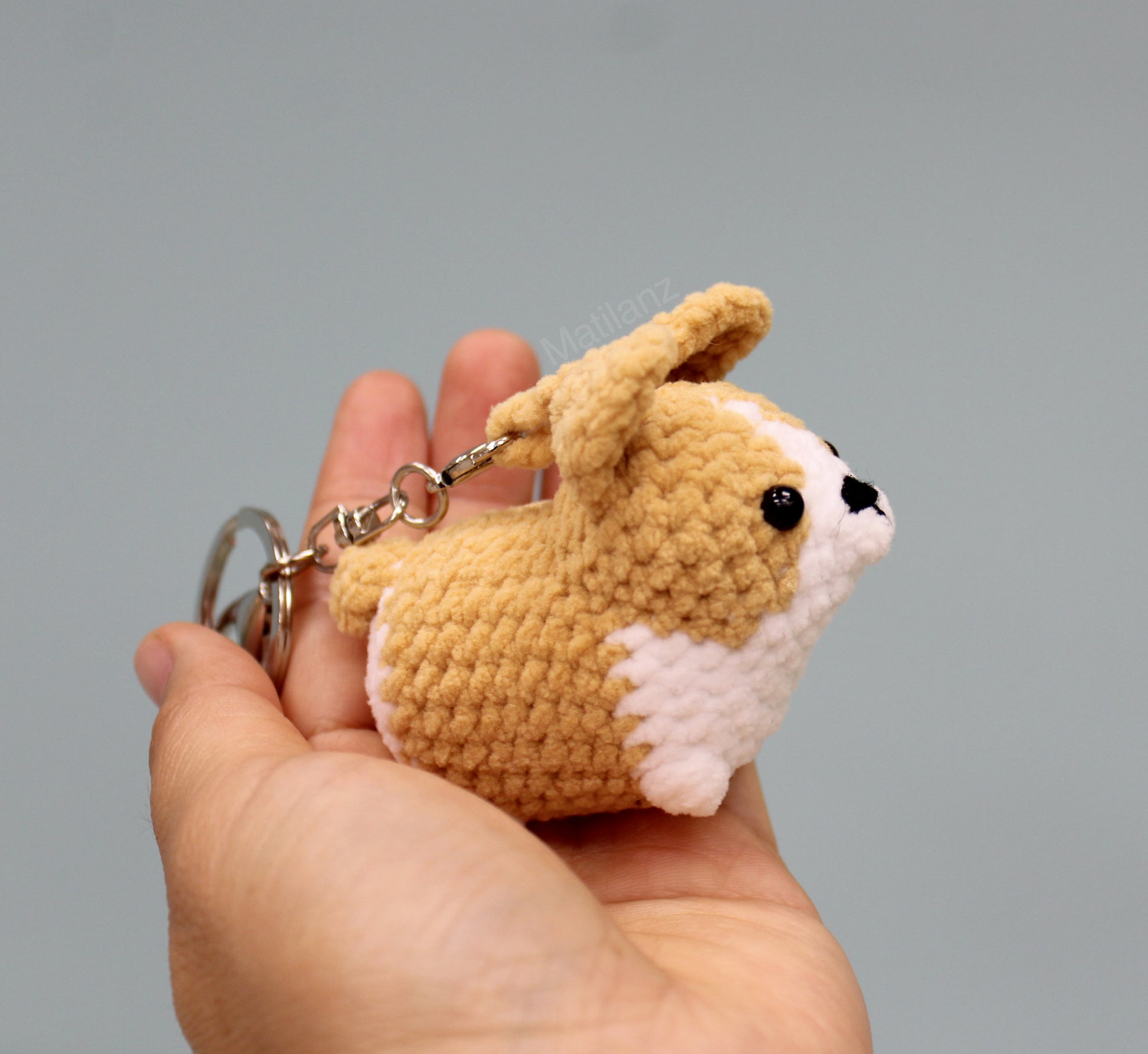 Corgi Keychain Handmade Crochet Amigurumi Mini Dog Stuffed