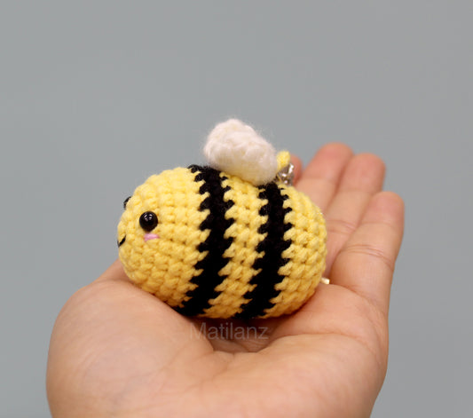 Bee Keychain - Handmade Crochet Amigurumi Bumblebee Keychain