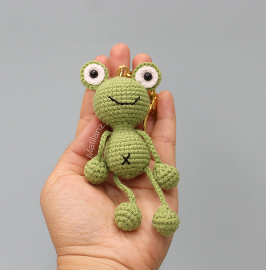 Frog Keychain - Handmade Crochet Amigurumi - Mini Stuffed Animal