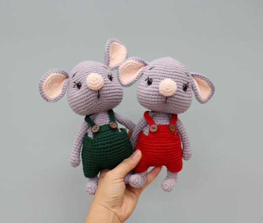 Christmas Mouse Stuffed Animal - Handmade 7"