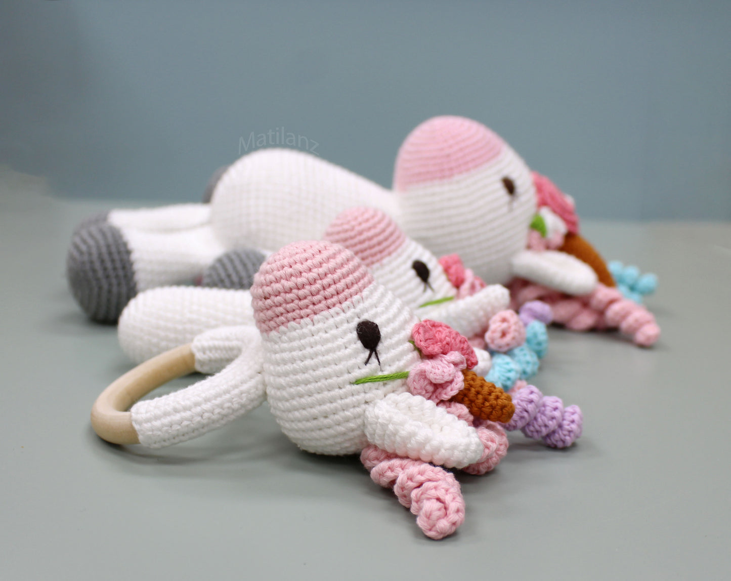 Unicorn Baby Toy Set – Handmade Crochet 3-Piece Sensory Gift for Babies & Toddlers