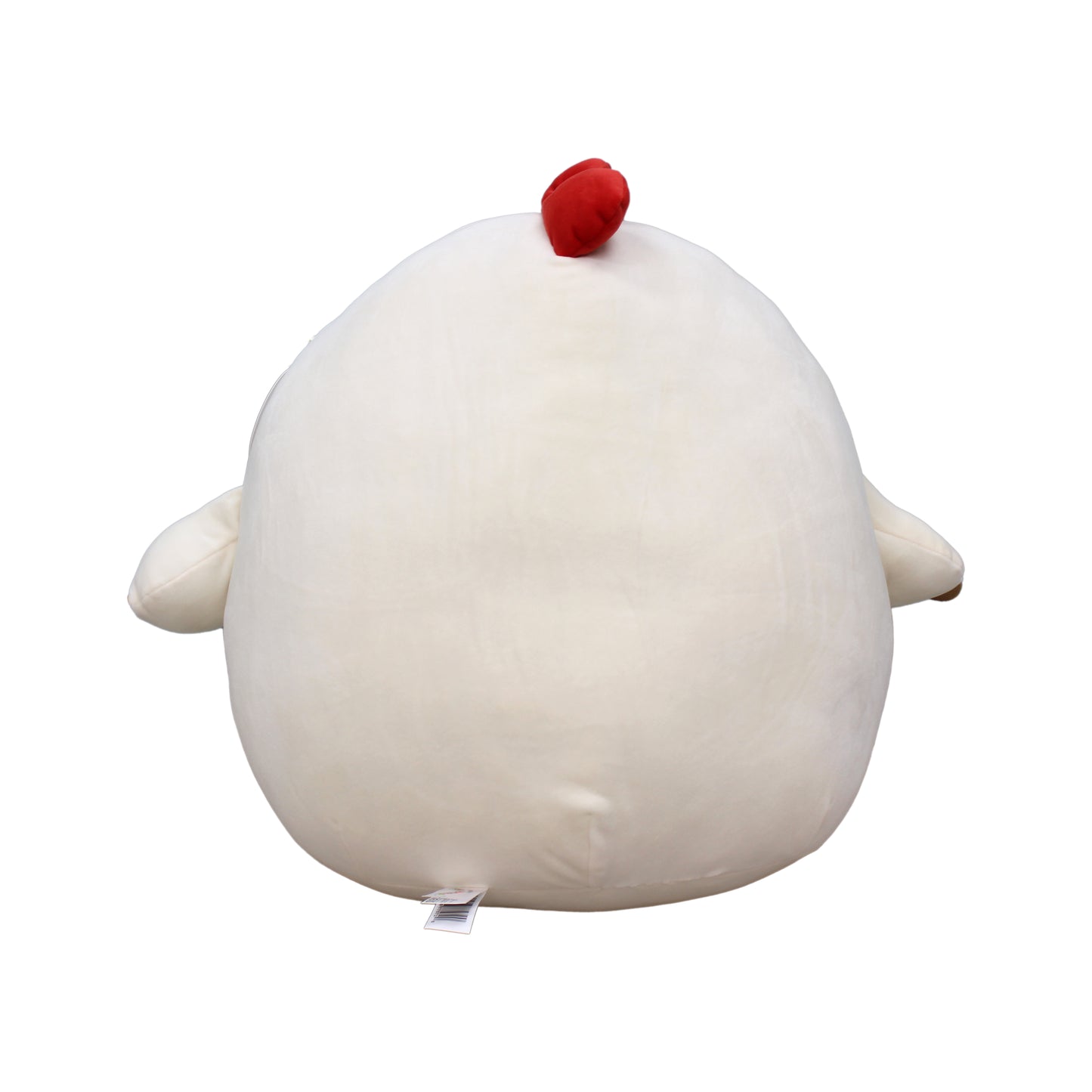 Large white plush chicken with a red comb, soft and cuddly, perfect for hugging.