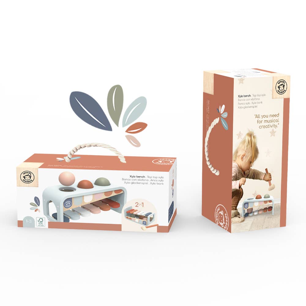 2-in-1 Xylo Bench – Wooden Hammer & Music Toy