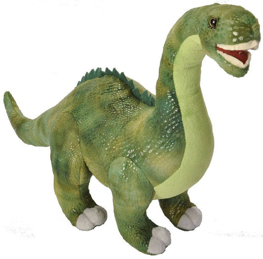 Green Diplodocus stuffed animal with realistic texture and friendly expression