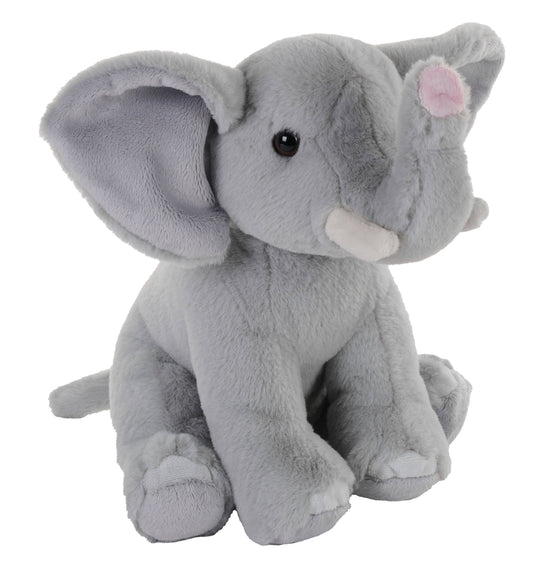 Soft gray mini elephant plush toy with floppy ears and gentle expression