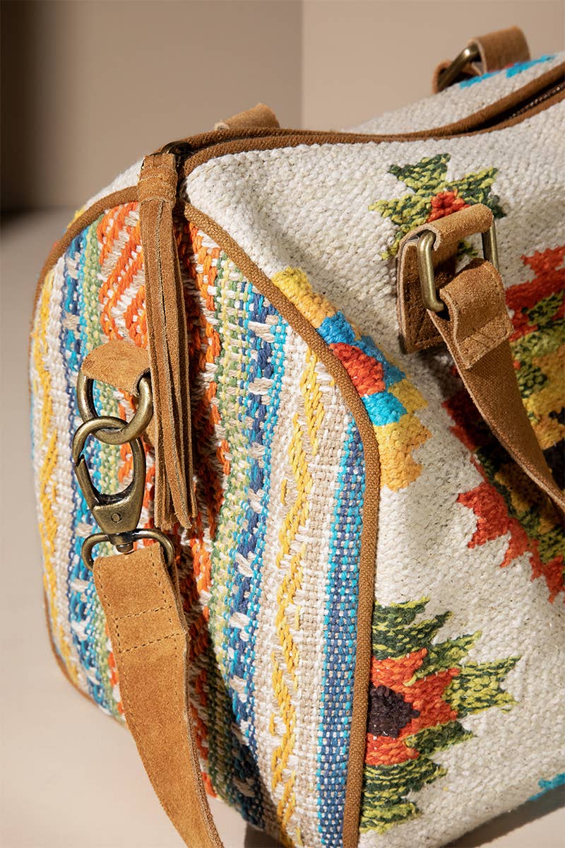 Harlow Boston Bag – Ethnic Weave & Suede