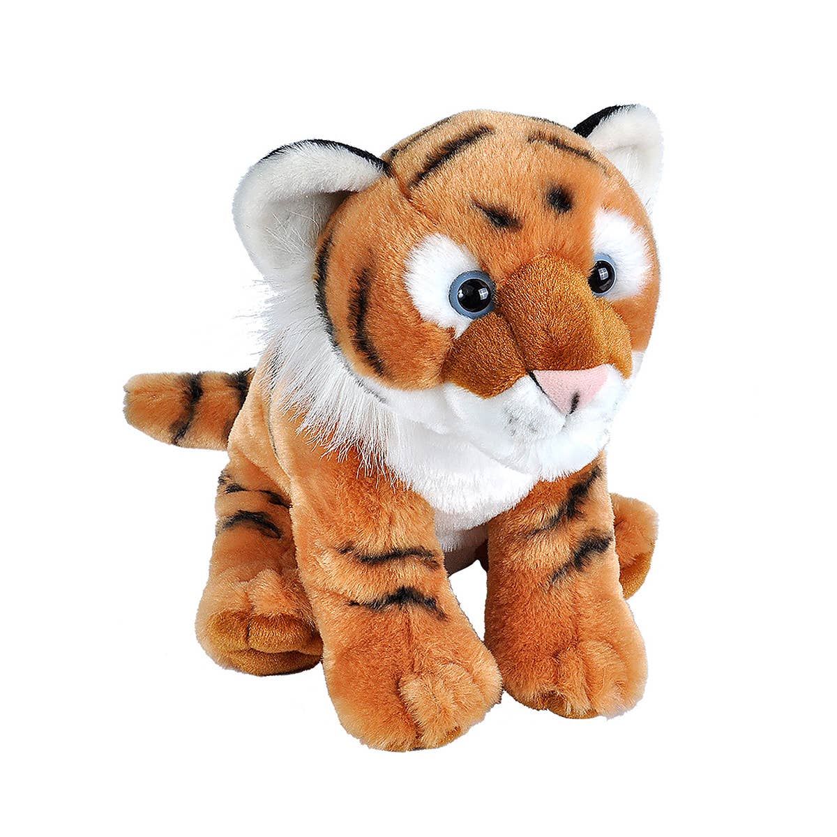 Plush tiger cub stuffed animal with soft orange and black fur