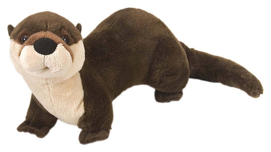 Plush brown river otter stuffed animal with cream-colored face and belly