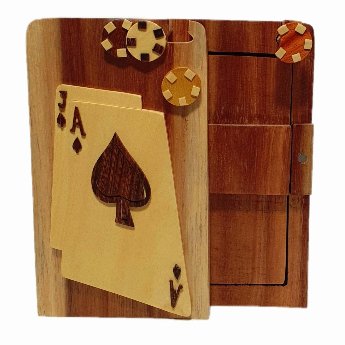 Hand-Carved Blackjack Keepsake Box – Hidden Compartment | Unique Gifts for Him